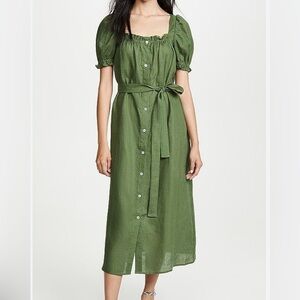 Sleeper Brigitte green linen dress XS